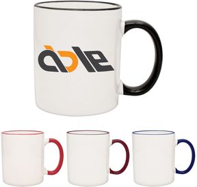 11 Oz. Duo-Tone Collection Ceramic Mug - 3.75" H x 3.25" Diameter